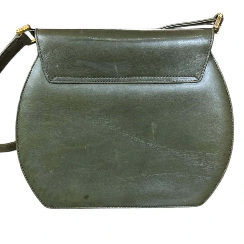 Vintage Mario Valentino Heritage Olive Green Leather Structured Crossbody Bag - Picture 3 of 10